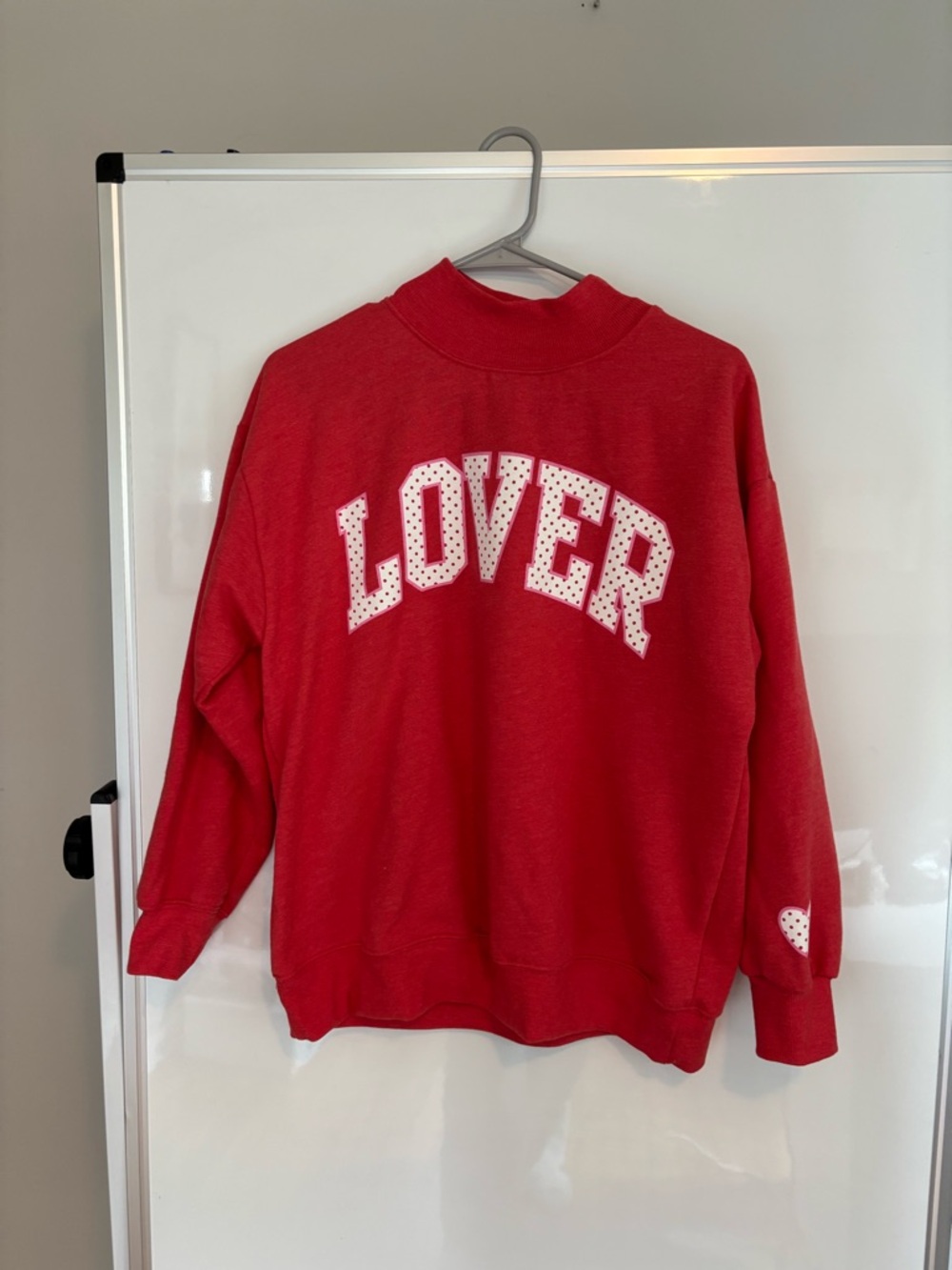 Red 'Lover' Turtleneck Pullover Sweater